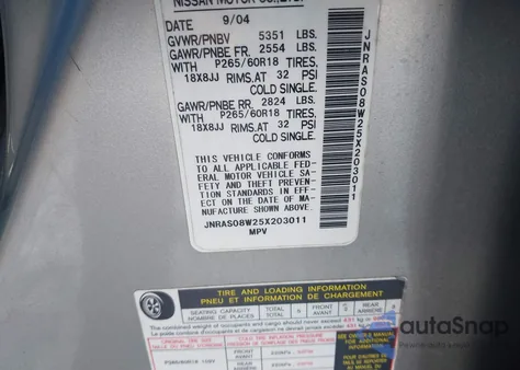 2005 Infiniti Fx35 from USA, damaged, VIN JNRAS08W25X203011